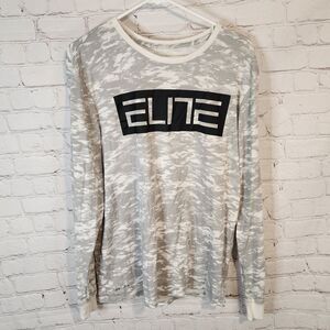 Men's Nike Elite Gray and White Long Sleeve Shirt, Dri-Fit, size Large